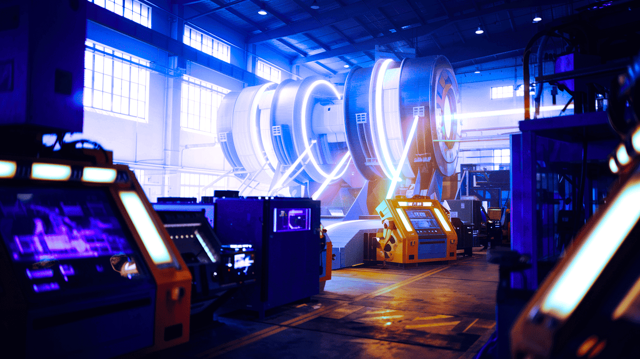 Futuristic factory with advanced tech