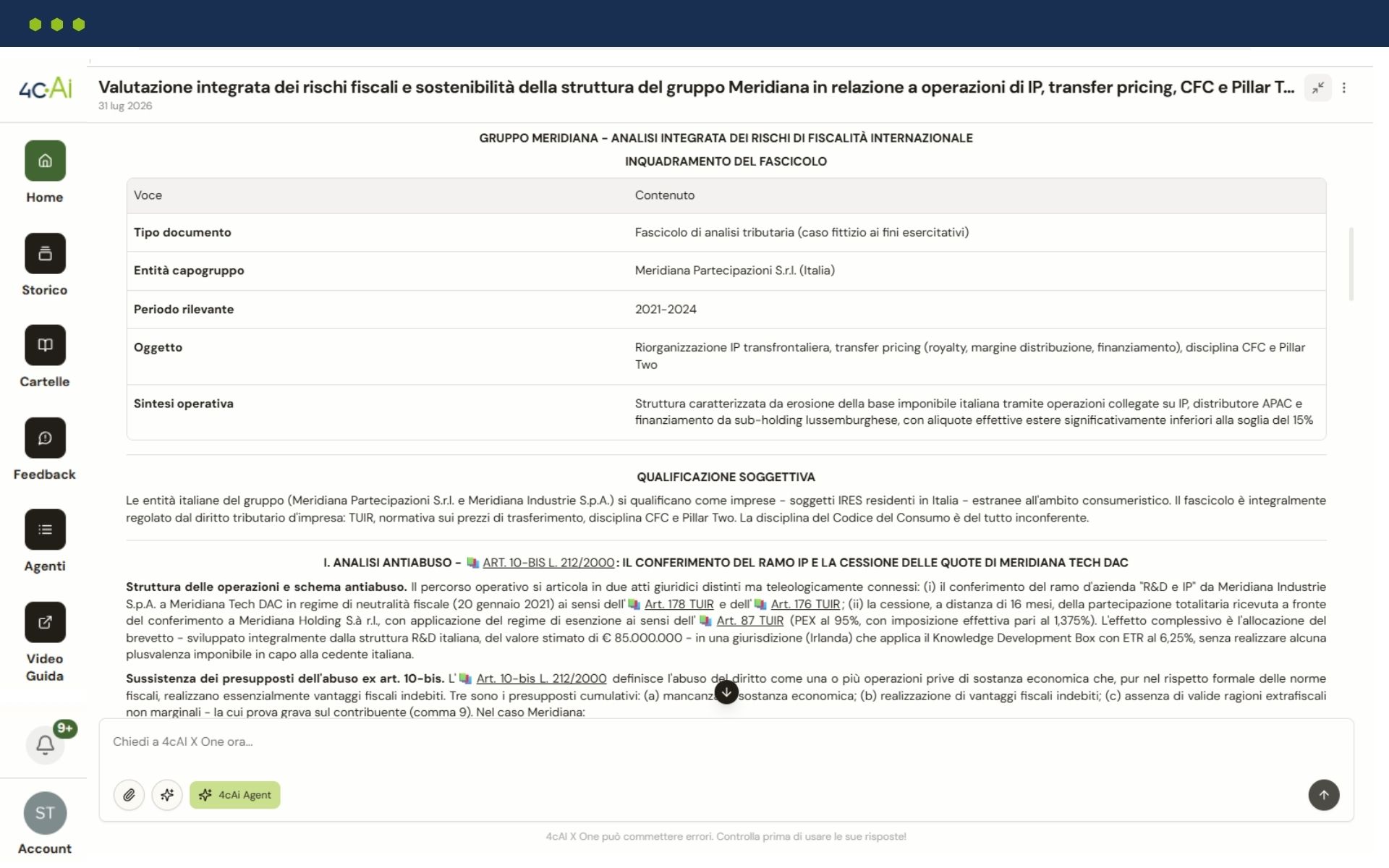 Screenshot Analisi